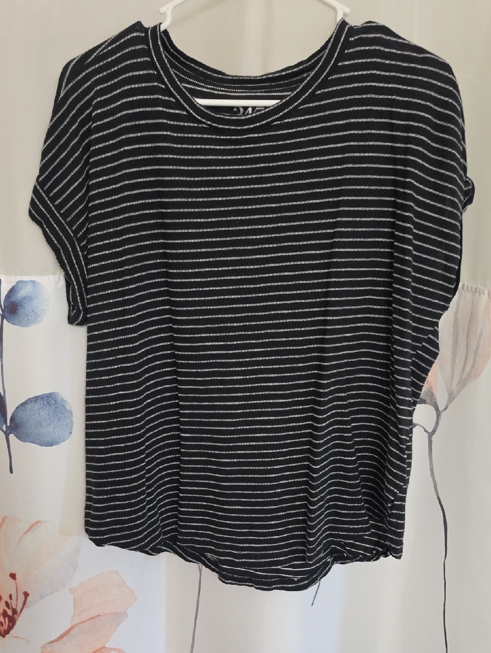 Maurices Black Tee with White Stripes - Short Sleeve